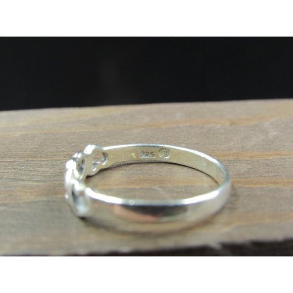Size 8 Sterling Silver Four Hearts Band Ring Vintage Statement Engagement - Picture 3 of 6